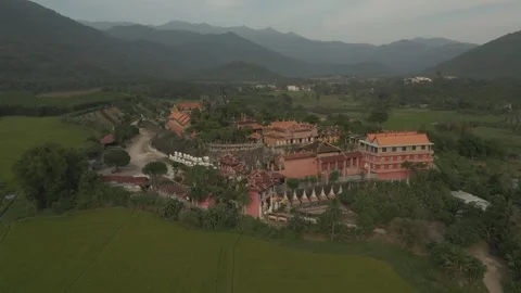 Explore Chua da Mai pagoda in Vietnam from stunning drone perspective Video stock 308265194