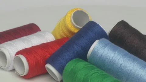 Explore a Collection of Colorful Threads Perfect for All Your Sewing and Craft Stock Footage 287455210