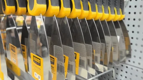Explore a colorful array of tools in a local hardware store Stock Footage 335453131