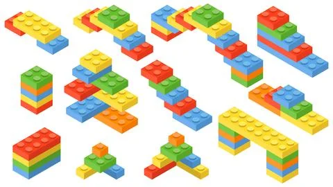 Explore Colorful Brick Creations for Engaging Creative Play and Exciting Bu.. Stock Illustration