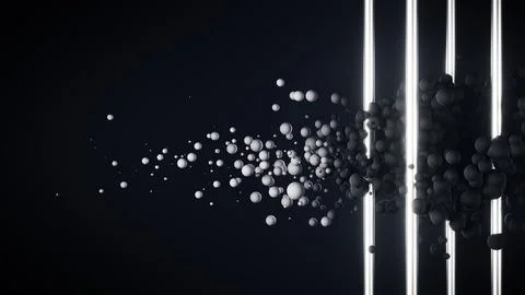 Explore the concept of particle disintegration in the intersection of art and Ilustración de archivo