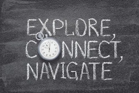 Explore, connect, navigate watch Stock Photos