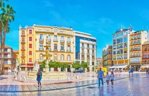 Explore Constitution Square of Malaga, Spain 写真素材