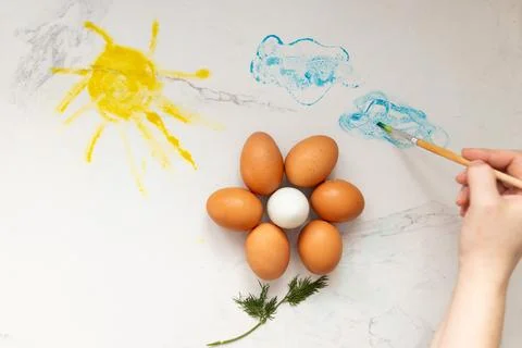 Explore Creative Spring Art Projects Incorporating Beautiful Eggs and Vibrant 스톡 사진