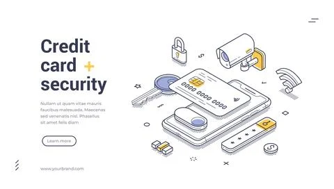 Explore credit card security measures with this effective web banner template Stock Illustration