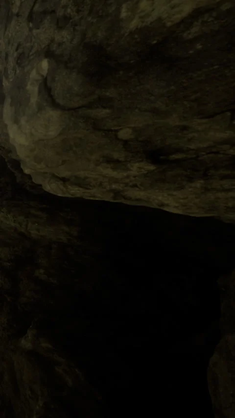 Explore dark cave with rocky formations and natural textures in the interior Stock Footage 332233518