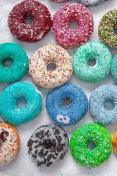 Explore a Decadent Array of Glazed, Frosted, and Filled Donuts - Perfect Treats Stock-Fotos