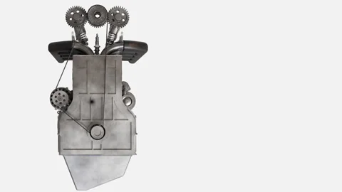 Explore the detailed design of a powerful engine with efficient mechanics Stock Footage 321956370