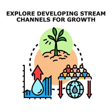 Explore developing channels for business growth concept Иллюстрация