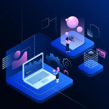 Explore Development Illustration. Research Metaverse Stock Illustration