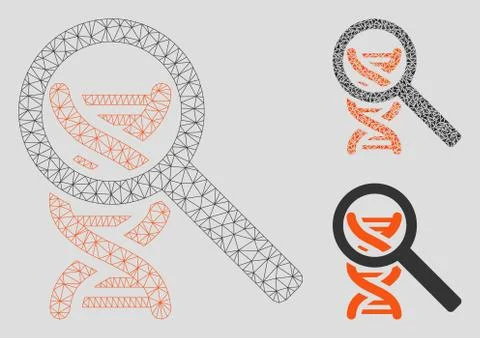 Explore DNA Vector Mesh Wire Frame Model and Triangle Mosaic Icon 스톡 일러스트