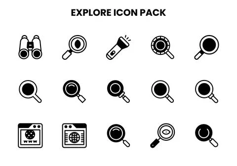 Explore DuoTone Bundle Icons Pack Stock Illustration
