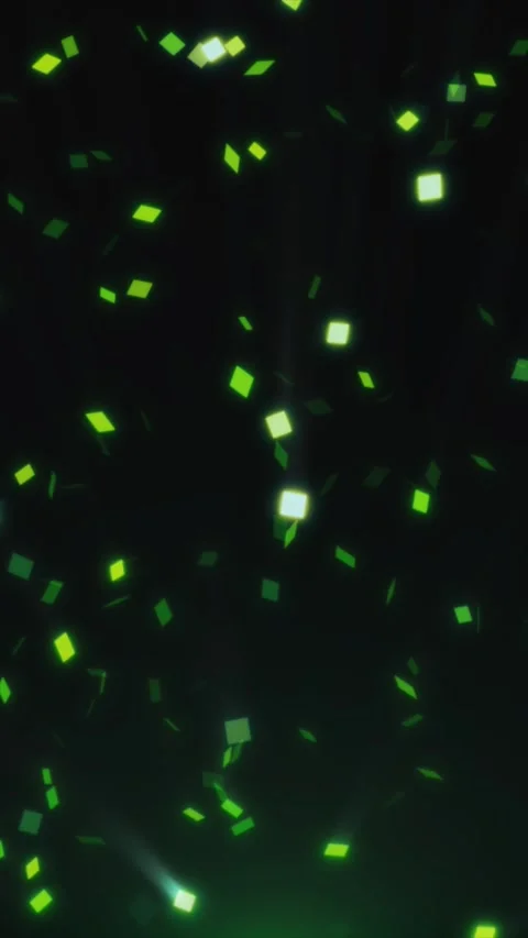Explore a dynamic display of green shapes moving against a dark background Stock Footage 314778499