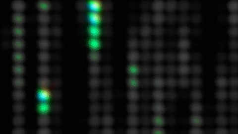 Explore dynamic visual effects as colorful dots shift Stock Footage 309855359