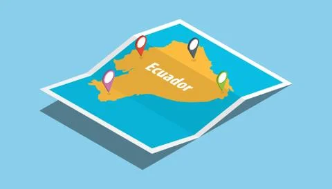 Explore ecuador ecuador maps with isometric style and pin location tag on top 스톡 일러스트