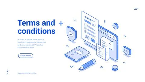 Explore essential terms and conditions with modern isometric design for clari Stock Illustration