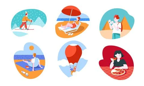 Explore Exciting and Adventurous Leisure Activities Tailored for Every Single Stock Illustration