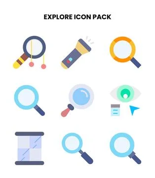 Explore Flat Bundle Icons Pack Stock Illustration