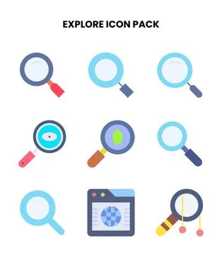 Explore Flat Design Icons Pack Stock Illustration