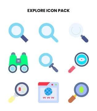 Explore Flat Icons Pack Stock Illustration