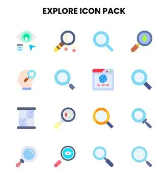 Explore Flat Scalable Icons Pack Illustrazione stock