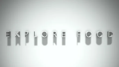 Explore food 3D title animation white text on a white background Stock Footage 299759100