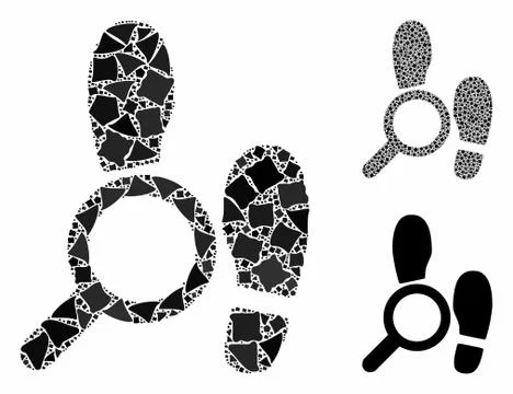 Explore footprints Mosaic Icon of Abrupt Elements Illustrazione stock