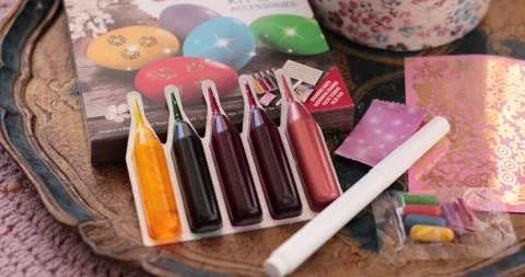Explore the Fun Steps of Egg Painting Process with Easter Eggs and Colorful Stock Footage 306066272