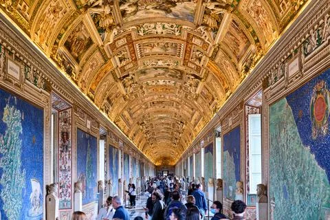 Explore the gallery of maps in the vatican museums in rome 写真素材