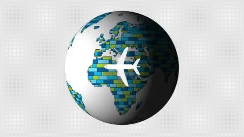 Explore global travel options with animated airplane flight paths Vidéo 334112399