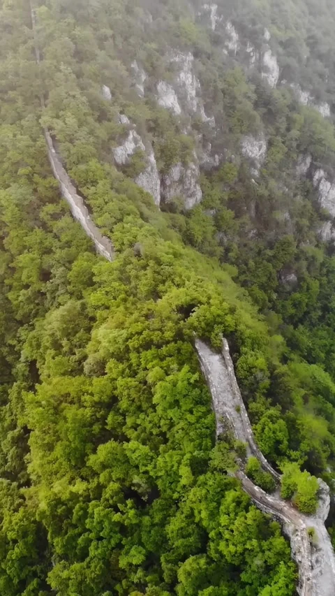 Explore the Great Wall of China from above in lush green surroundings Vídeos de archivo 335075062