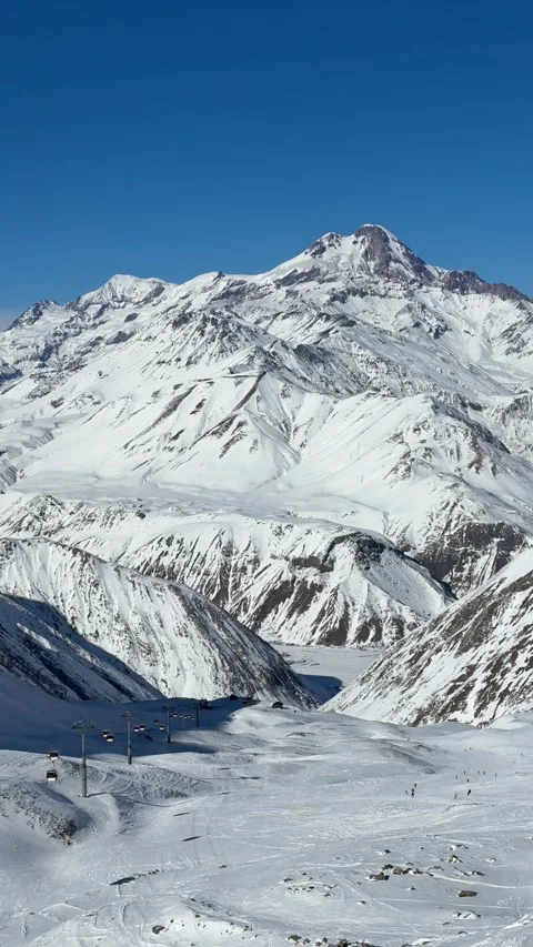 Explore Gudauri ski resort in Georgia with beautiful mountains and winter Stock-Footage 322812751