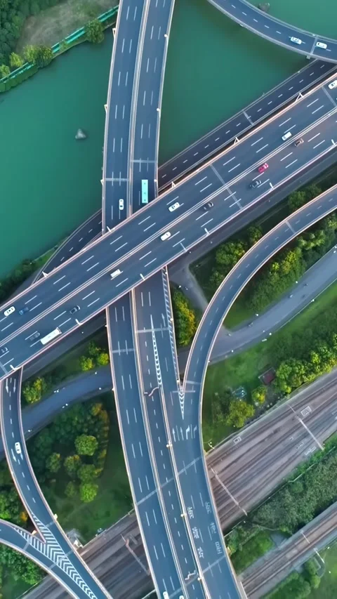 Explore the highways and waterways of China's vibrant landscapes Stock Footage 335073105