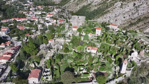 Explore the historic ruins of Stari Bar in Montenegro, showcasing ancient Stock Footage 287797833