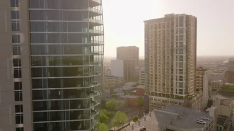 Explore Houston's skyline with breathtaking drone views at sunset Stock Footage 288263378