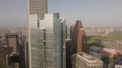 Explore Houston's skyline with stunning drone views of urban architecture and Stock Footage 288276382