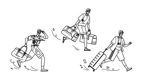Explore hurrying tourist man vector Stock Illustration