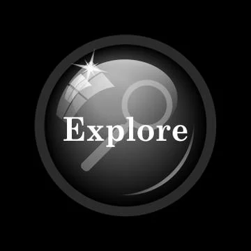 Explore icon. Internet button on black background. . Illustration