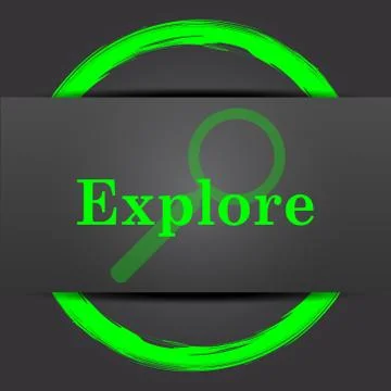 Explore icon. Internet button with green on grey background.. Illustration