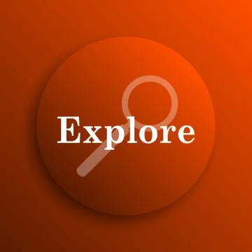 Explore icon. Internet button on orange background. Illustration