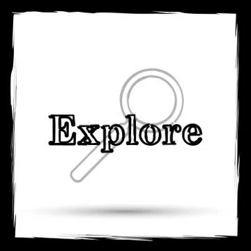 Explore icon. Internet button on white background. Outline design imitating p Stock Illustration
