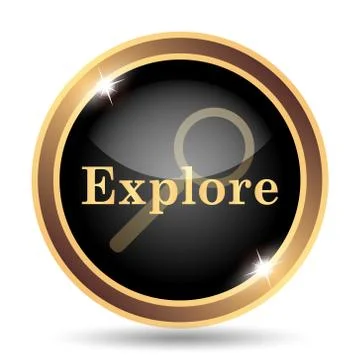 Explore icon. Internet button on white background.. Stock Illustration