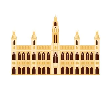 Explore the iconic Austrian architecture found in the magnificent Grand Rathaus Ilustración de archivo