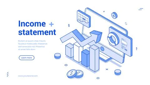 Explore income statement concepts with isometric line graphics and modern d.. Stock Illustration