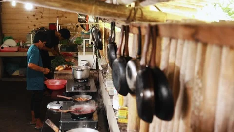 Explore Indonesian Cooking in a Rustic Kitchen A celebration of Culinary Stock Footage 308977041