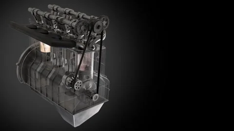 Explore the inner workings of a detailed engine with transparent design Stock Footage 321956378