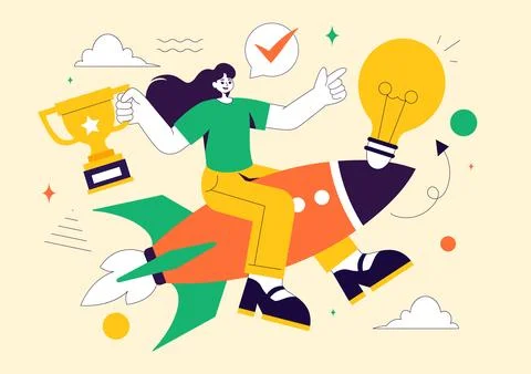 Explore an Innovative and Creative Vector Illustration Featuring a Startup .. Stock Illustration