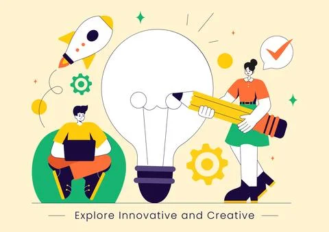 Explore an Innovative and Creative Vector Illustration Featuring a Startup .. Stock Illustration