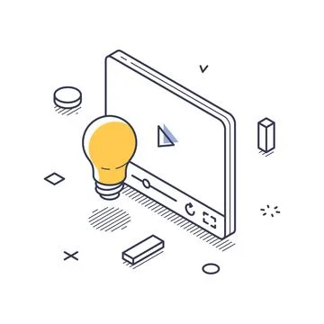 Explore innovative online education concepts with isometric icon design Stock Illustration