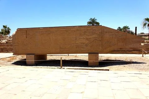Explore the Intricate Hieroglyphs and Towering Obelisk at Karnak Temple Com.. Stock Photos